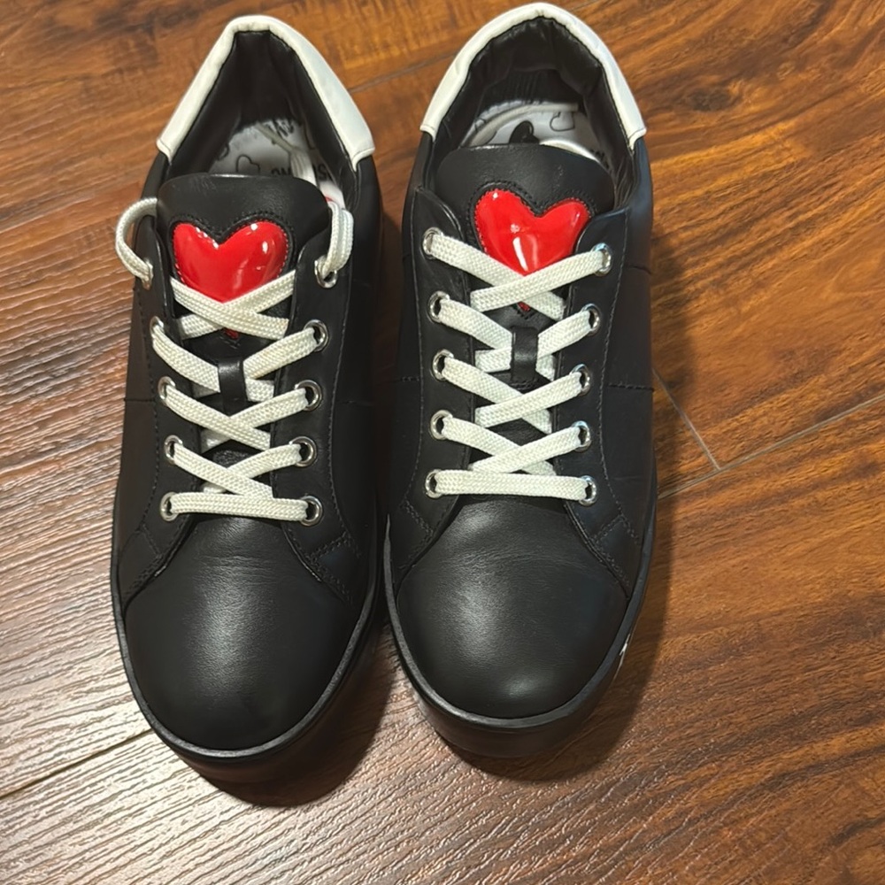 Love Moschino Black Sneakers with Red Heart Accents